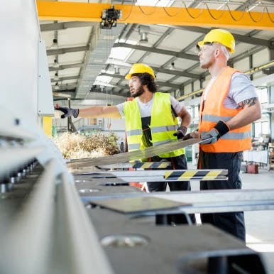 Plant workers making products