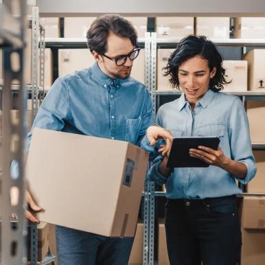 Retail employees working in a store